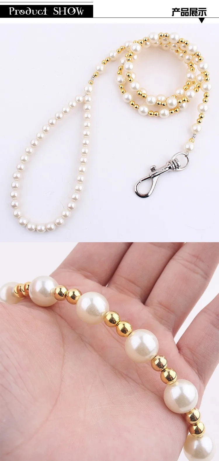 Luxury Pearls Beads Dog Harness Leash