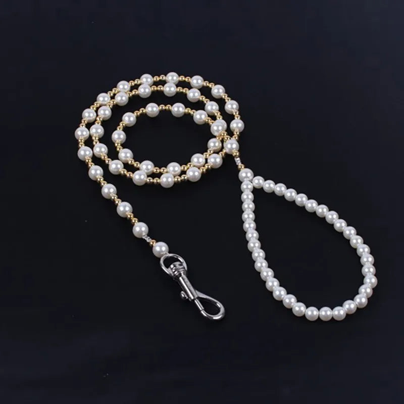 Luxury Pearls Beads Dog Harness Leash