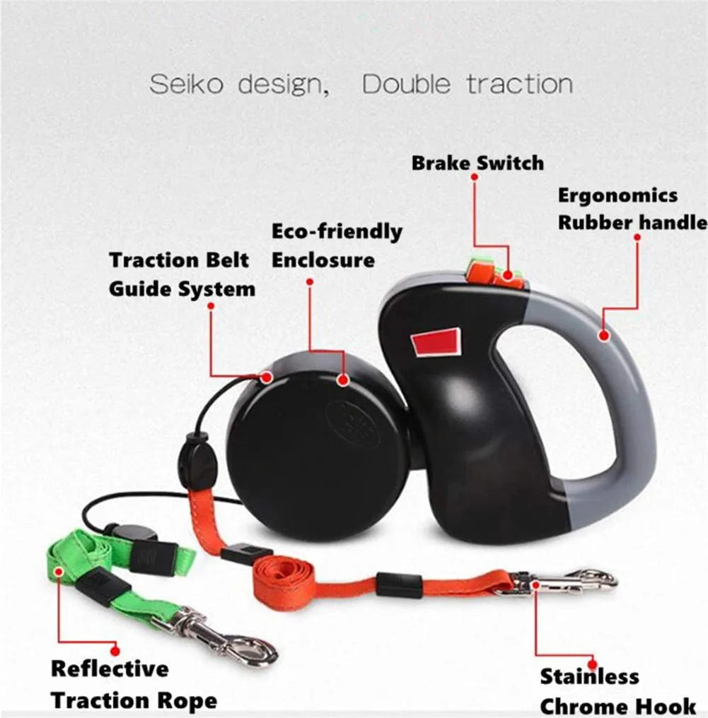 Double Dogs Extendable Retractable Lead