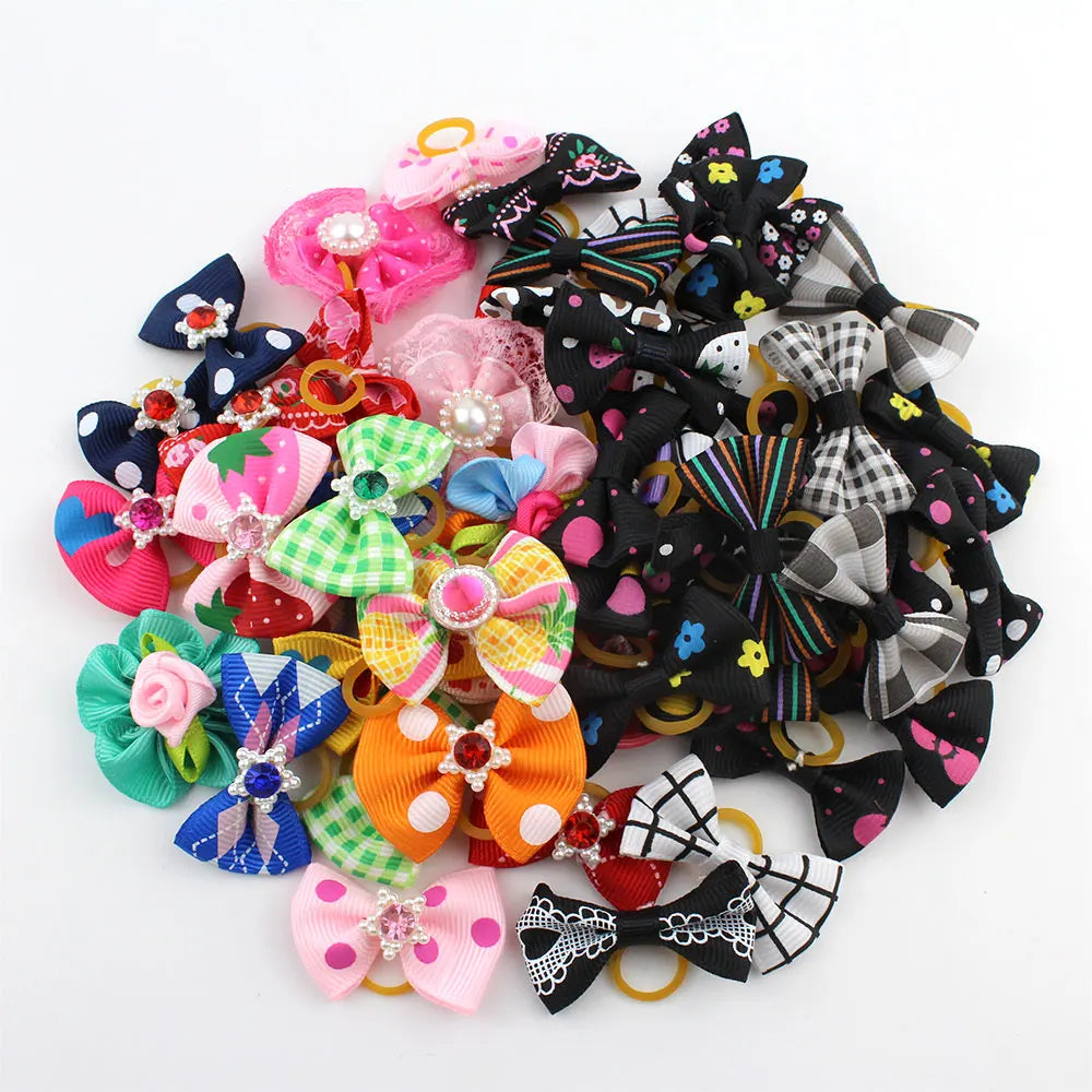 Set Cute Yorkie Pet Bows