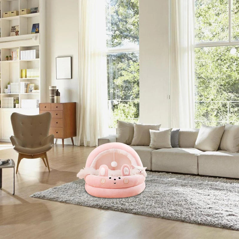 Cat Litter Bed Soft and Cozy with Plush Ball