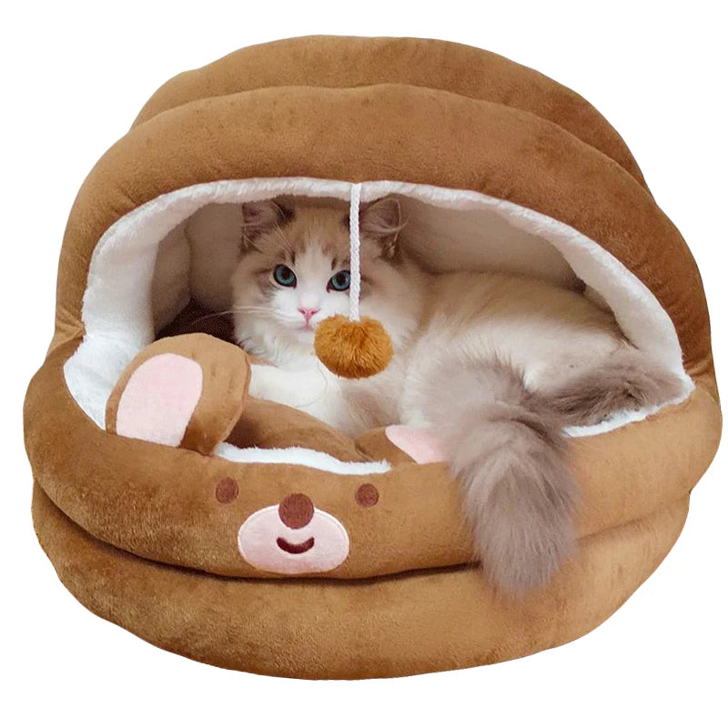 Cat Litter Bed Soft and Cozy with Plush Ball