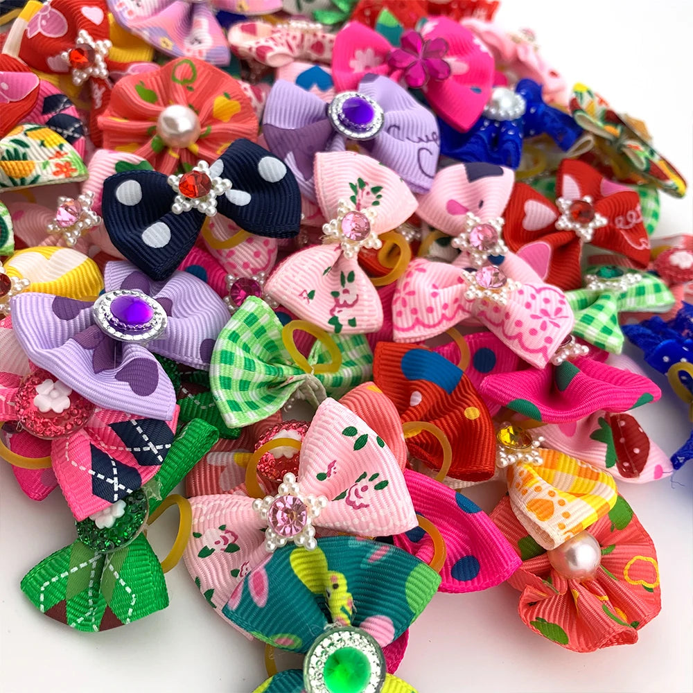 Set Cute Yorkie Pet Bows