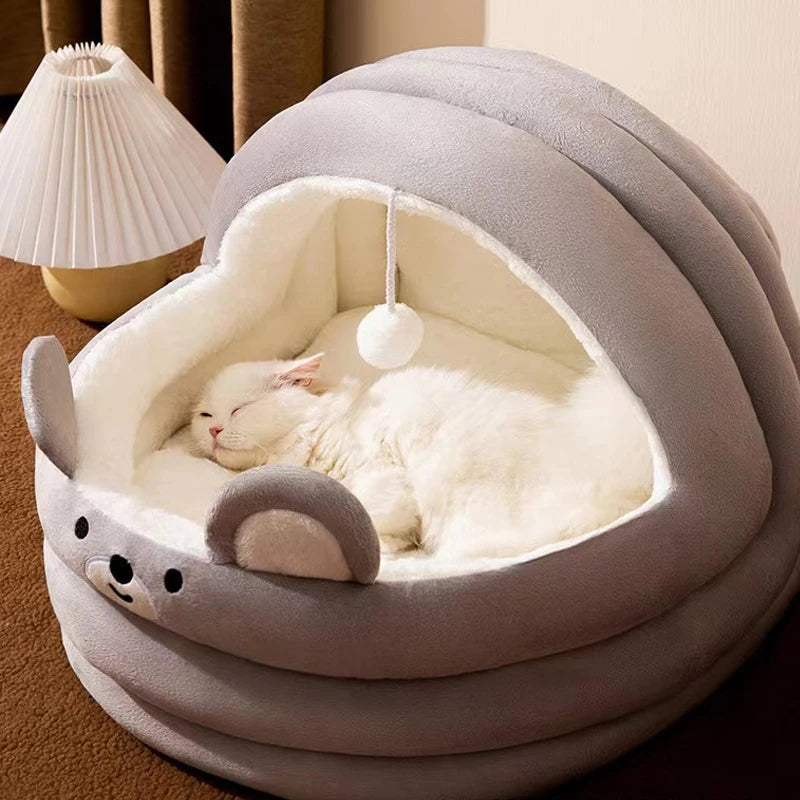 Cat Litter Bed Soft and Cozy with Plush Ball