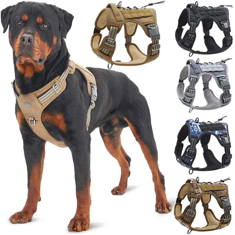 Reflective Tactical Harness For Large Small Dogs