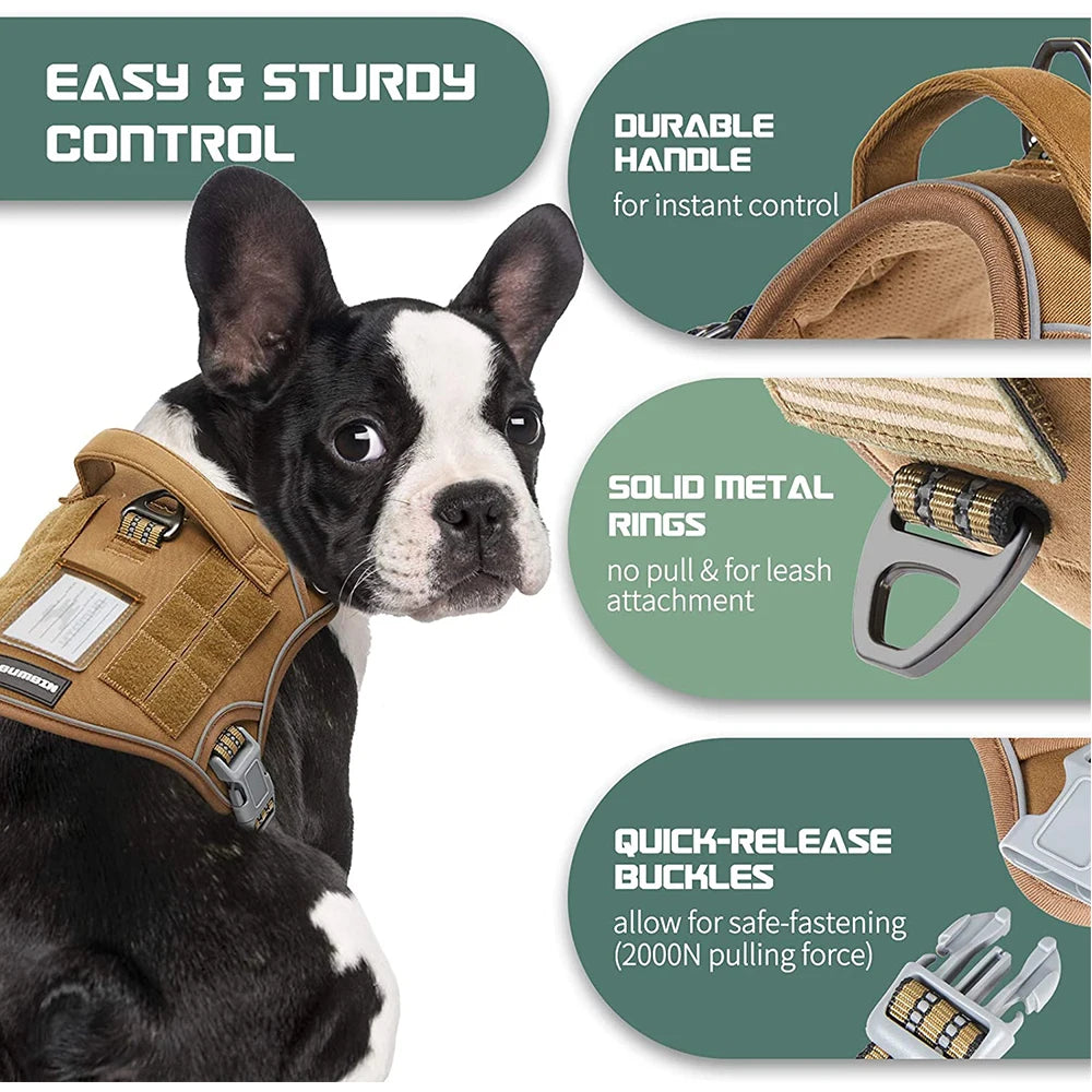 Reflective Tactical Harness For Large Small Dogs