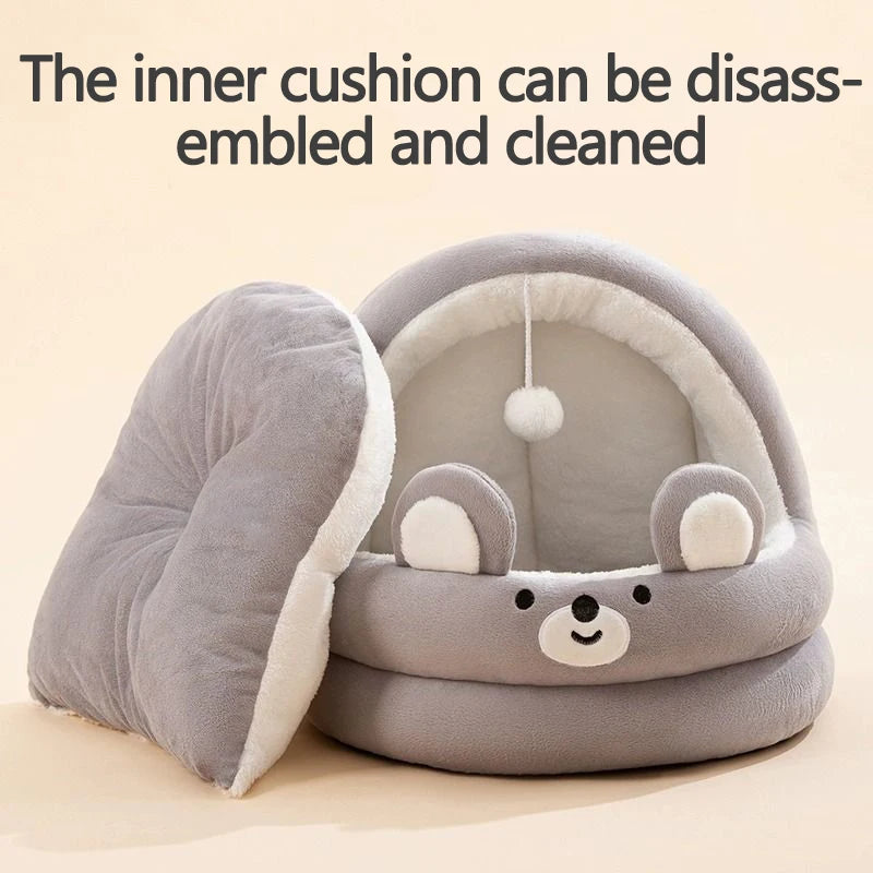 Cat Litter Bed Soft and Cozy with Plush Ball
