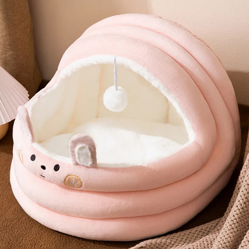 Cat Litter Bed Soft and Cozy with Plush Ball