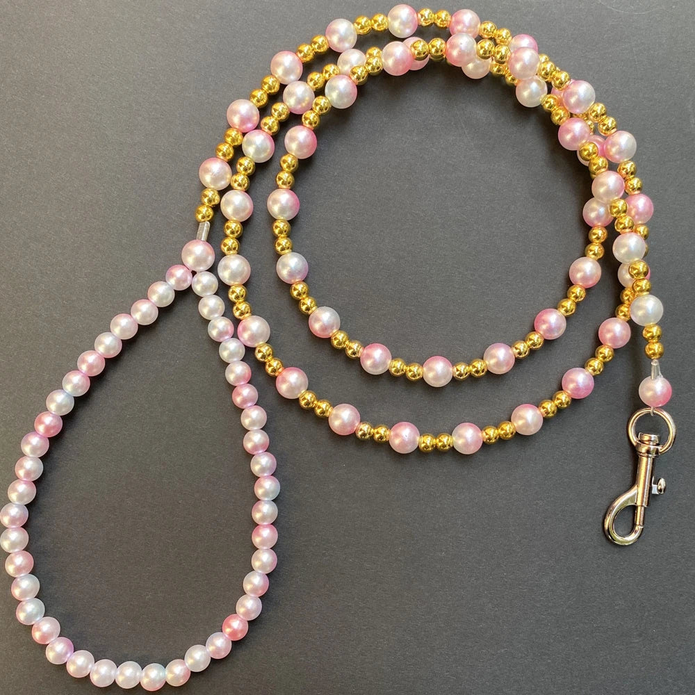 Luxury Pearls Beads Dog Harness Leash