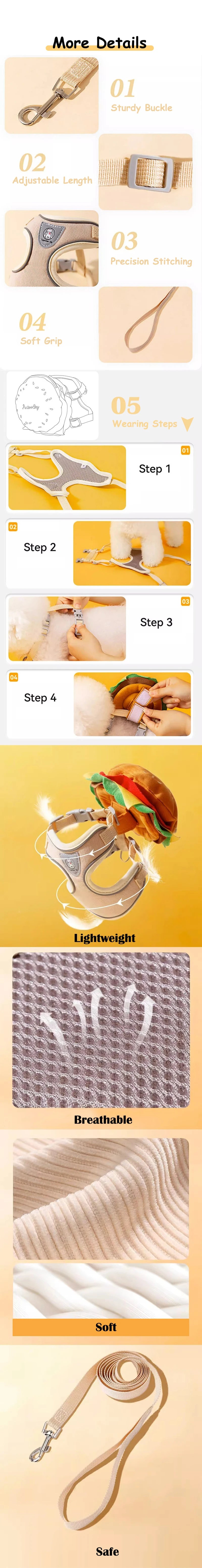 Hamburger Bag Dog Harness Set
