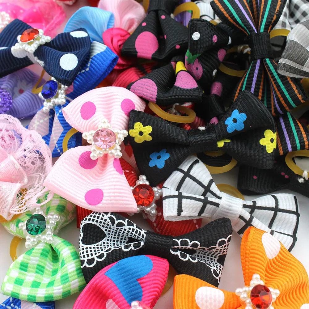 Set Cute Yorkie Pet Bows