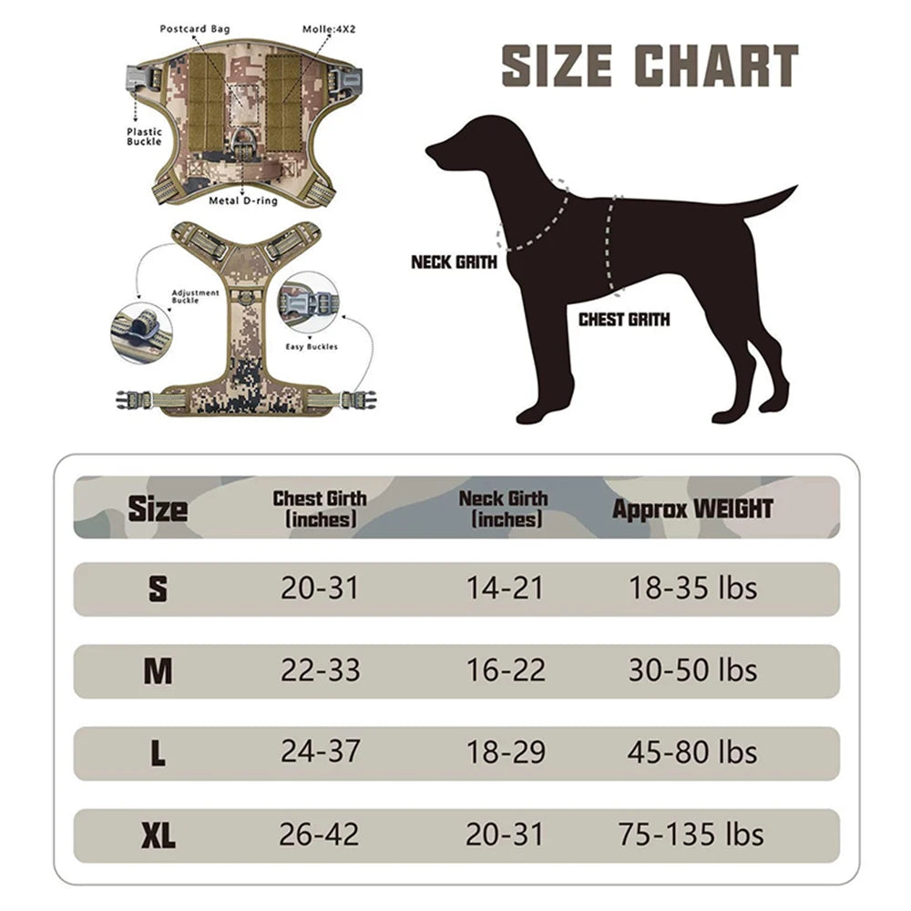 Reflective Tactical Harness For Large Small Dogs