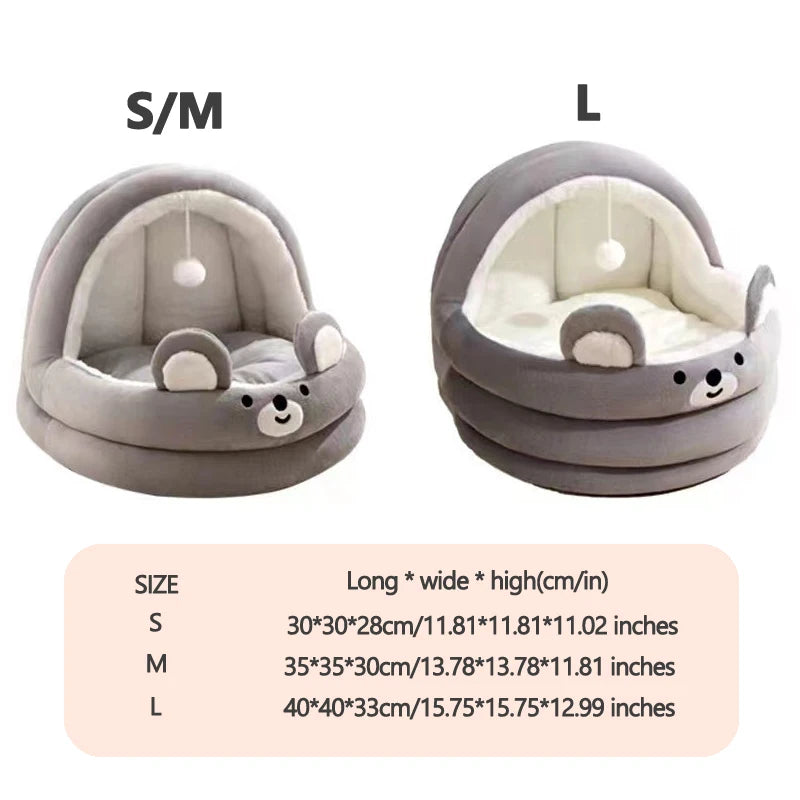 Cat Litter Bed Soft and Cozy with Plush Ball