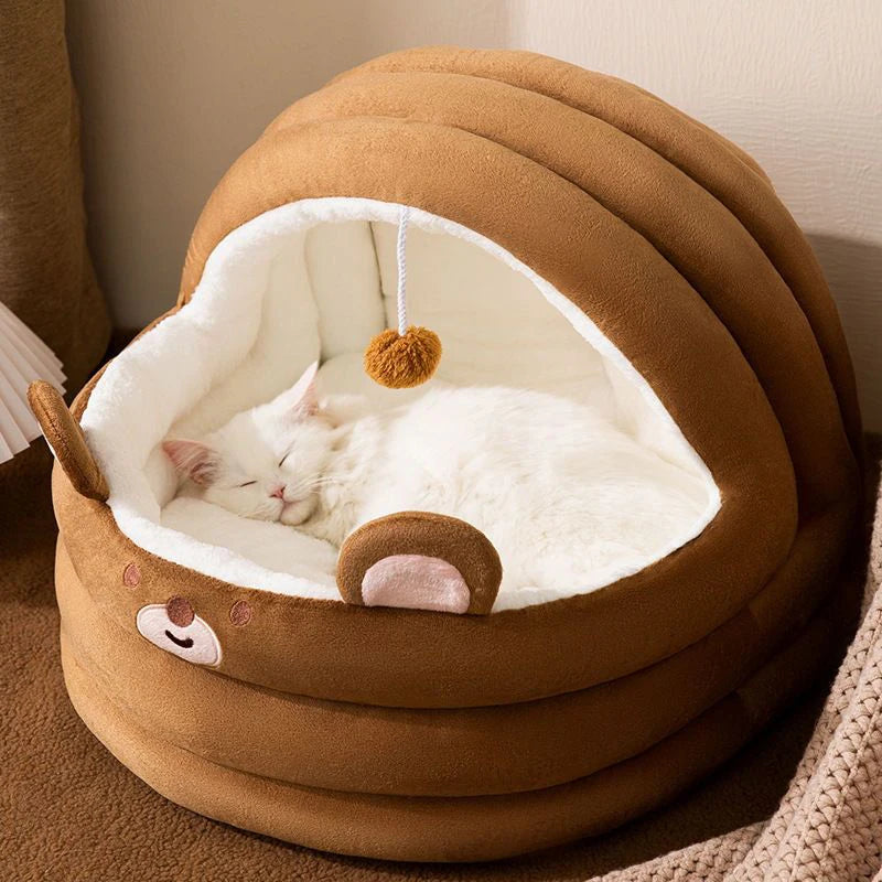 Cat Litter Bed Soft and Cozy with Plush Ball
