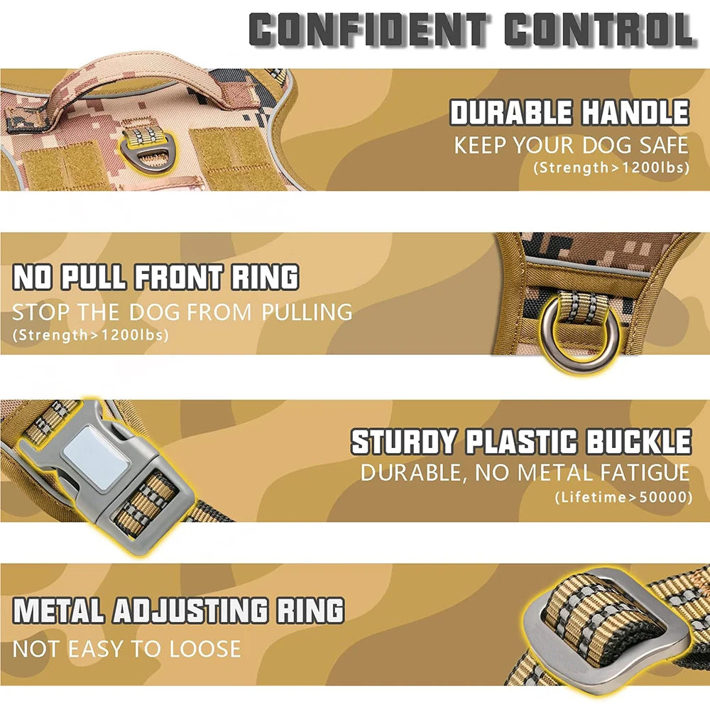 Reflective Tactical Harness For Large Small Dogs