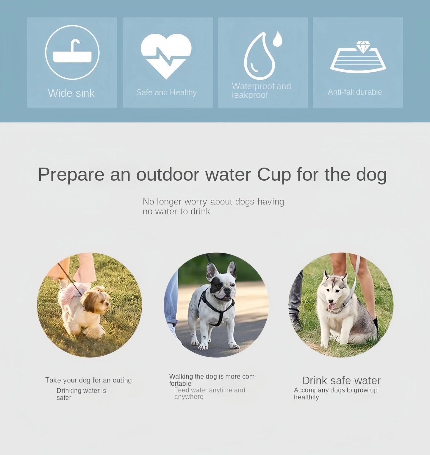 Portable Dog Cat Water Bottle with Storage Food