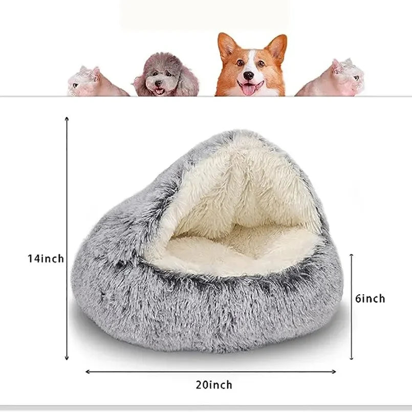 Cozy Round Pet Bed with Detachable Cover