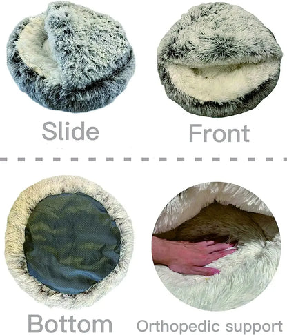 Cozy Round Pet Bed with Detachable Cover