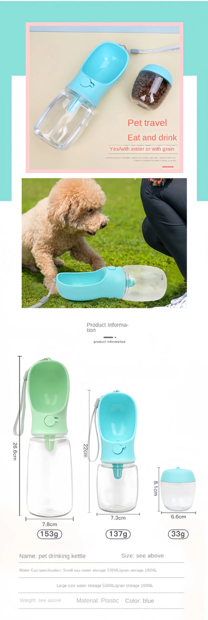 Portable Dog Cat Water Bottle with Storage Food