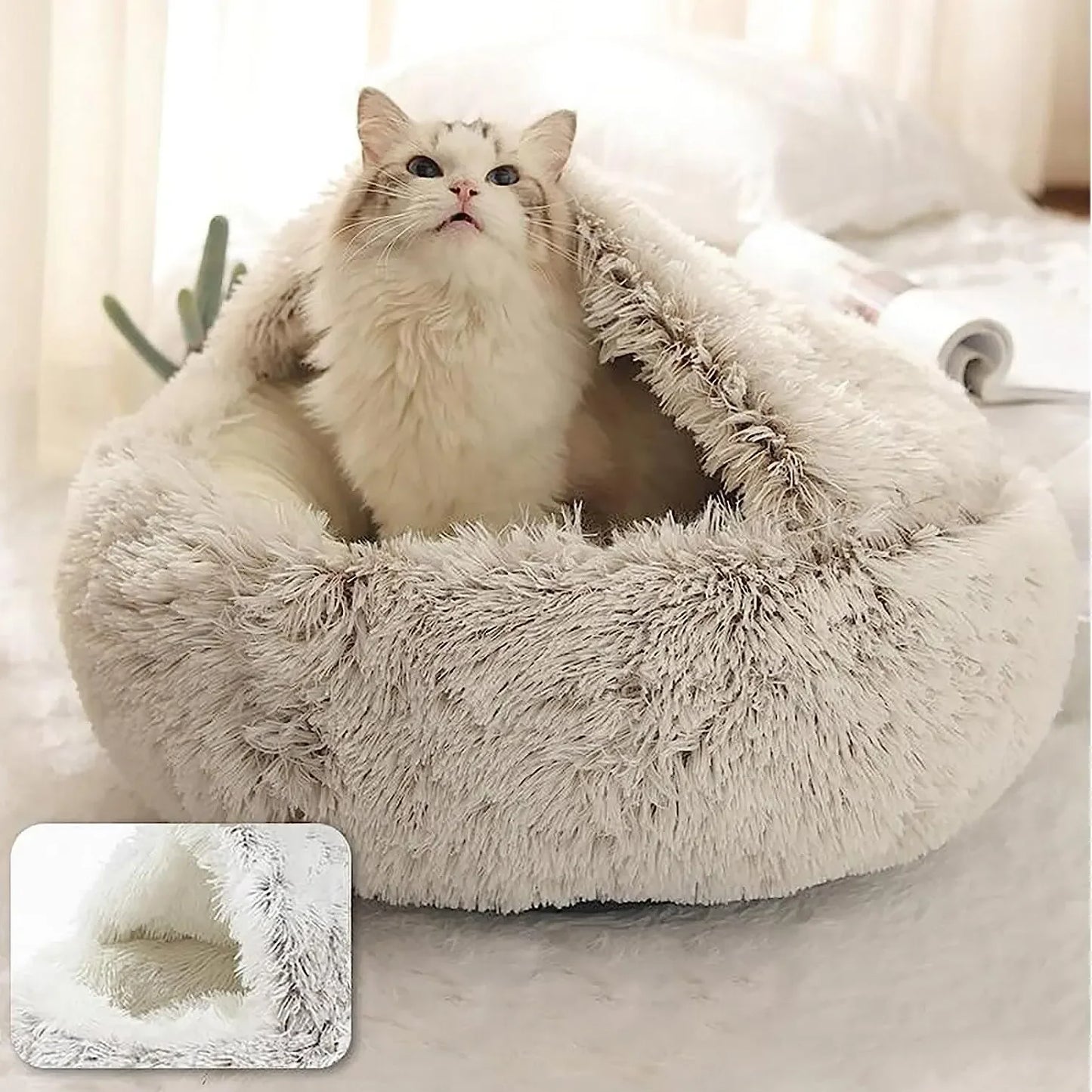 Cozy Round Pet Bed with Detachable Cover