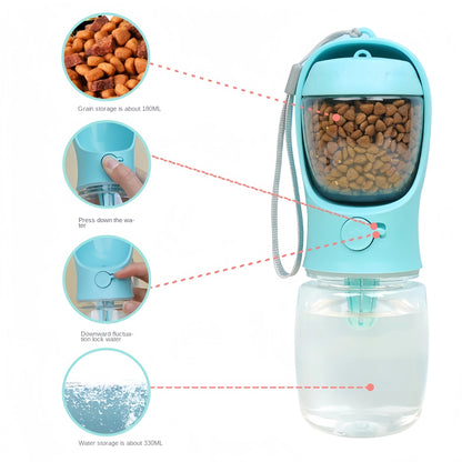 Portable Dog Cat Water Bottle with Storage Food